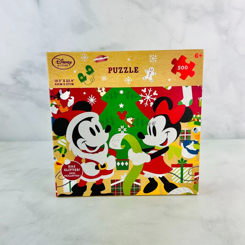 Disney Store Mickey & Minnie Mouse Christmas 500 Piece Puzzle